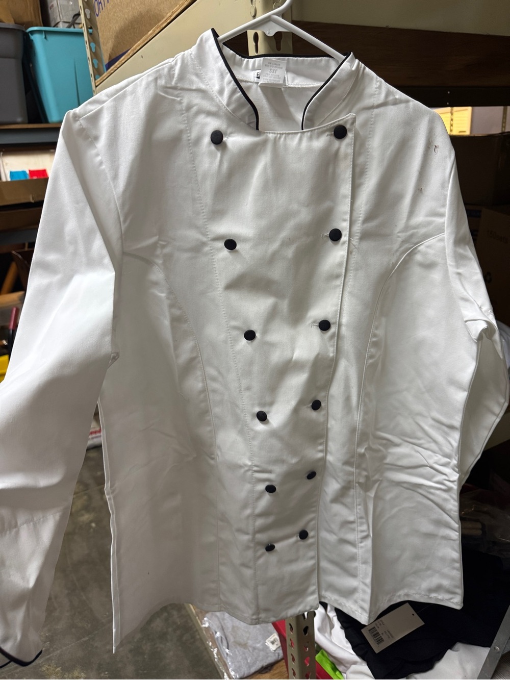 Classic Double-Breasted Chef Jacket - White with Black Trim. New! Size XXL